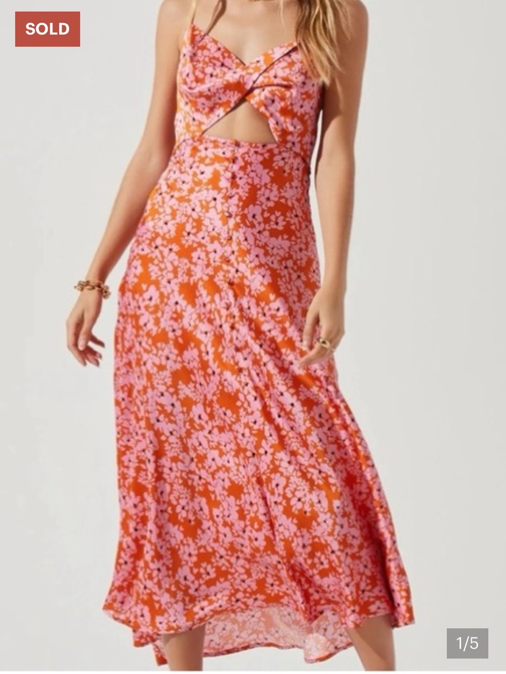 ASTR Farida Floral Cutout Midi Dress